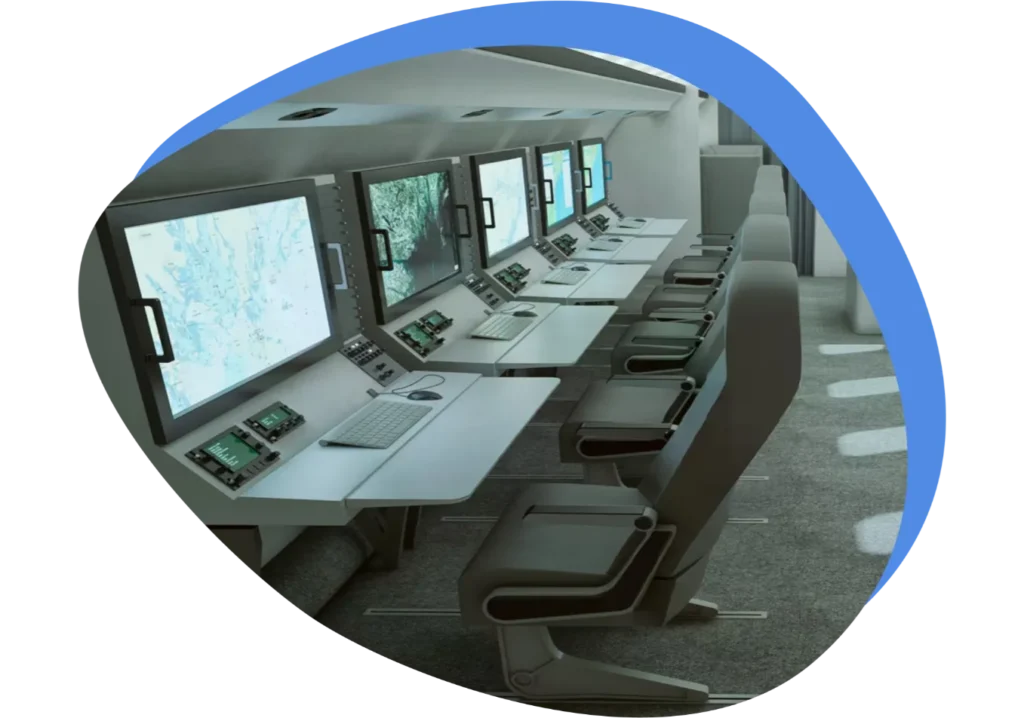 A render of the displays in the operational area of the Global Eye