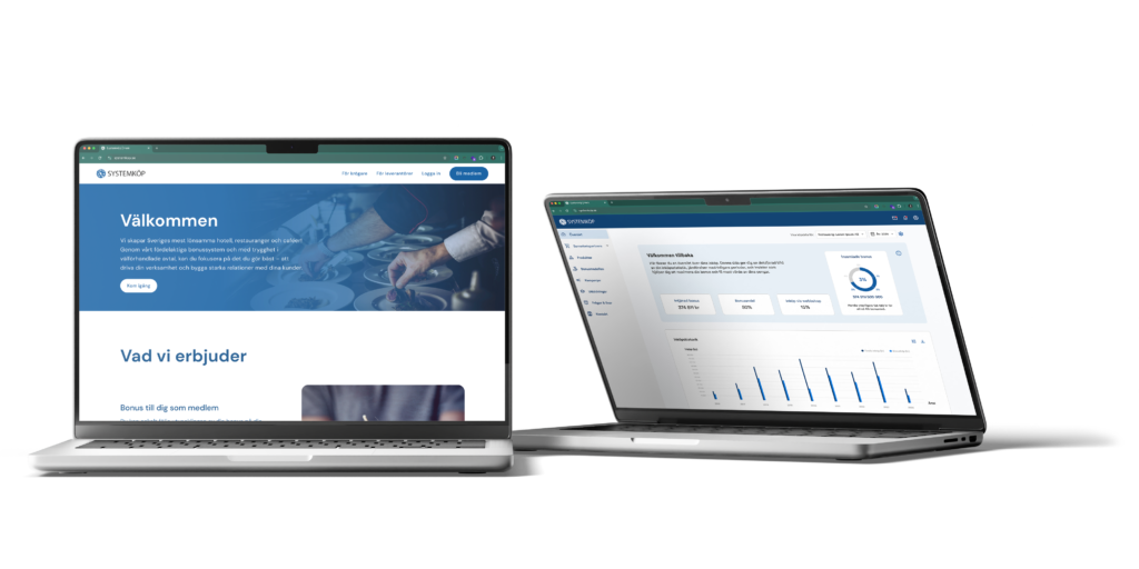 Laptop mockup of Systemköp's UI