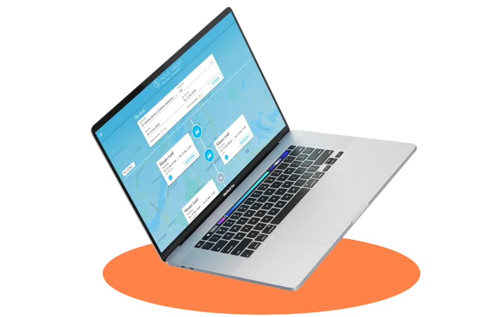 Laptop mockup of the Move About UI