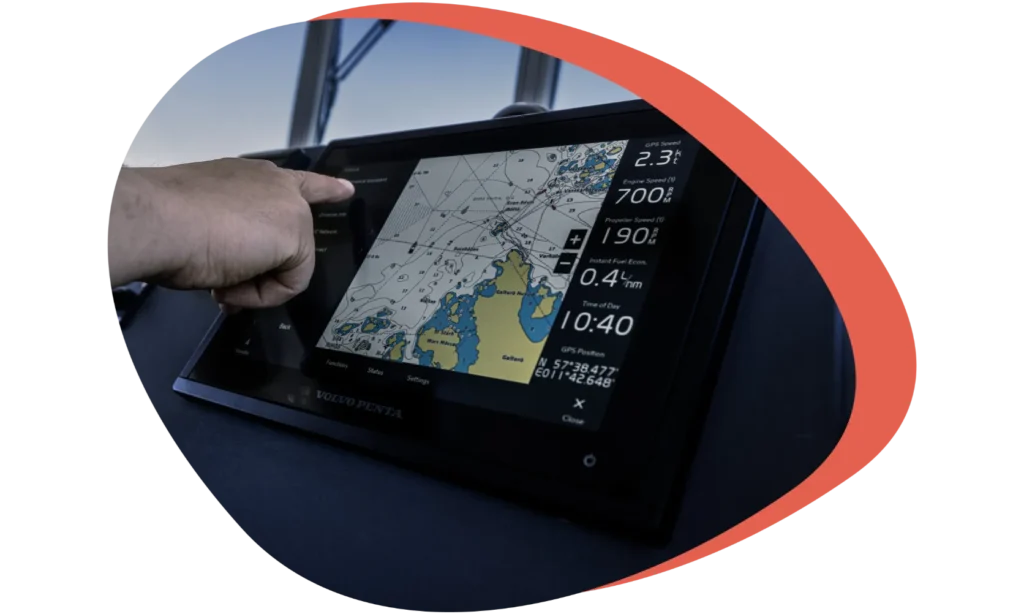 A man using his finger to touch the Glass Cockpit product